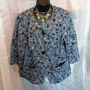 Briggs NY black print blazer, 16W